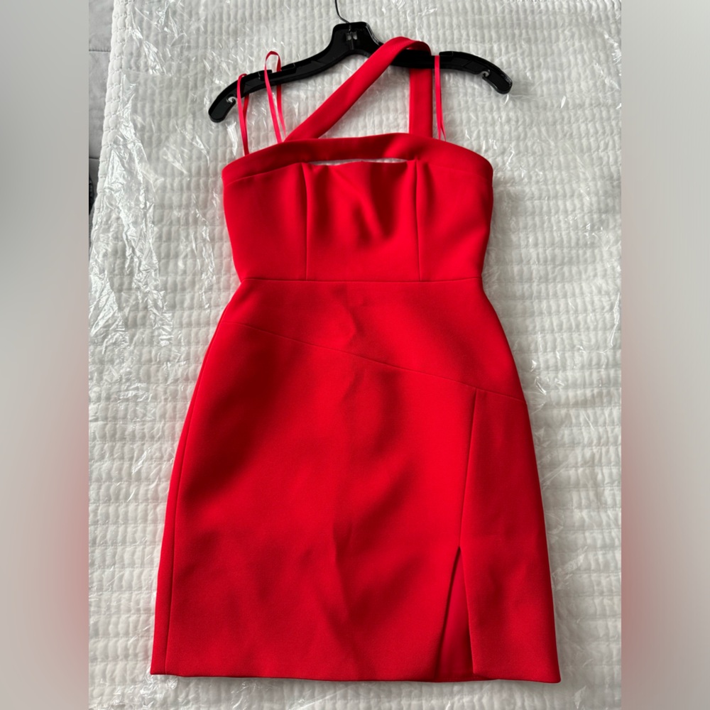BCBG MAXAZARIA Red Dayne One Shoulder Cocktail Dress Size 0 NWT